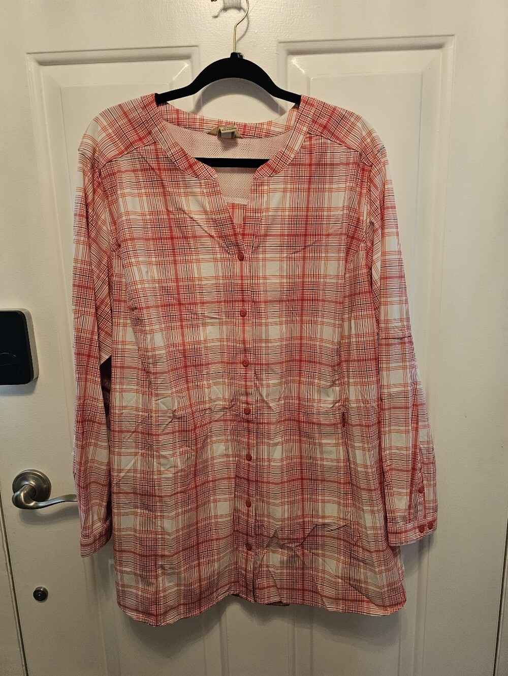 Duluth Trading CompanyFloral Button-Front Women's Top - Pink Plaid